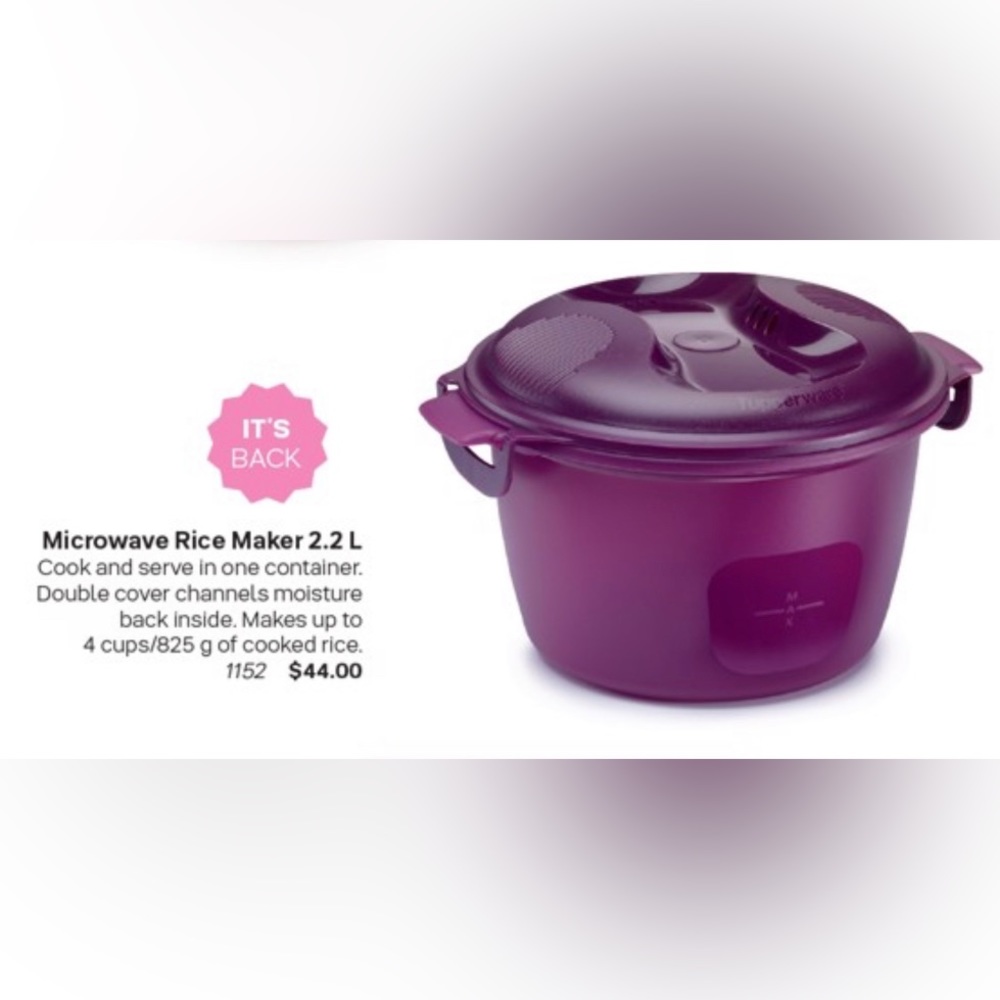 Tupperware Microwave Rice Maker 2.2L